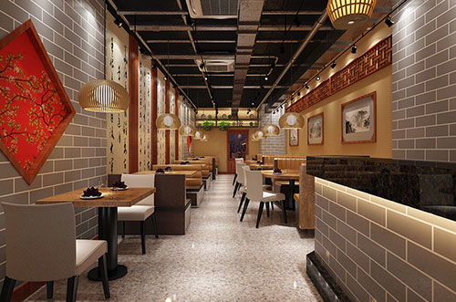 大理传统中式餐厅餐馆装修设计效果图