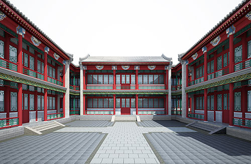 大理北京四合院设计古建筑鸟瞰图展示